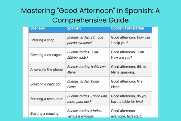 Mastering Good Afternoon in Spanish A Comprehensive Guide