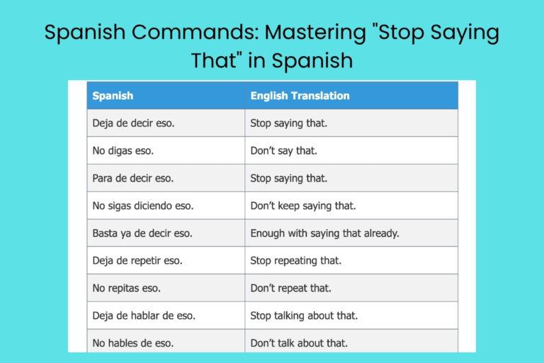 Spanish Commands: Mastering "Stop Saying That" in Spanish
