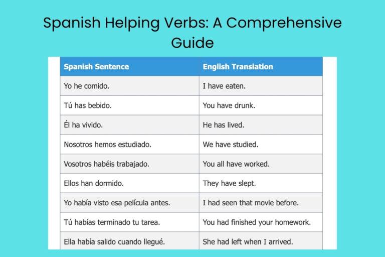 Spanish Helping Verbs A Comprehensive Guide