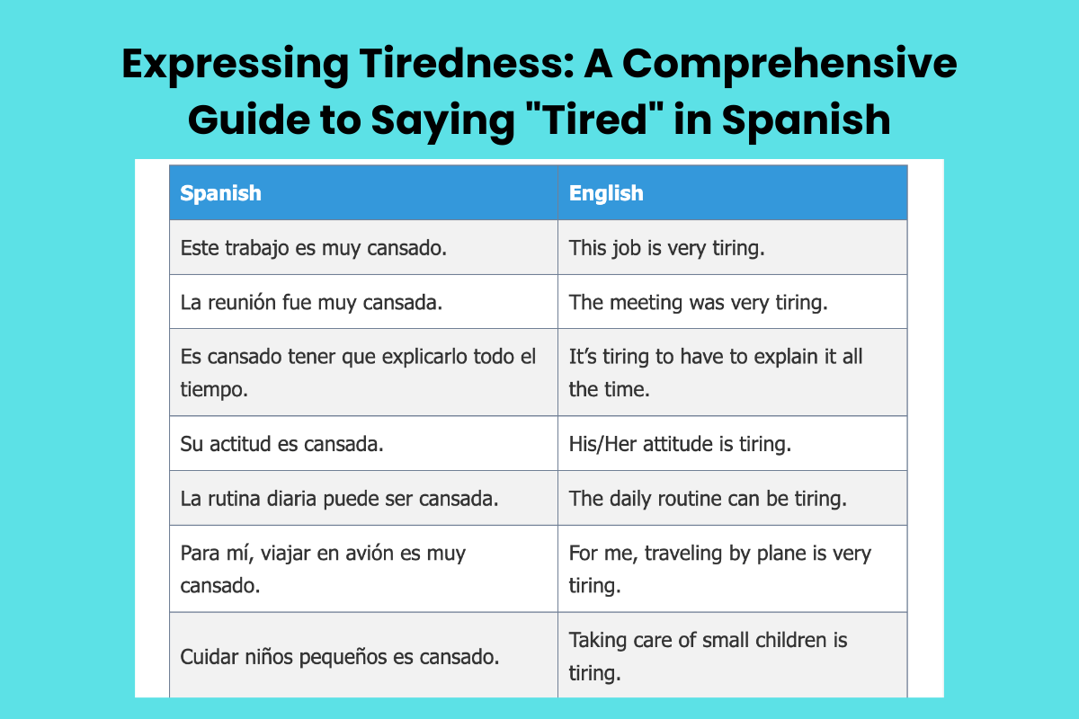 Expressing Tiredness: A Comprehensive Guide to Saying "Tired" in Spanish