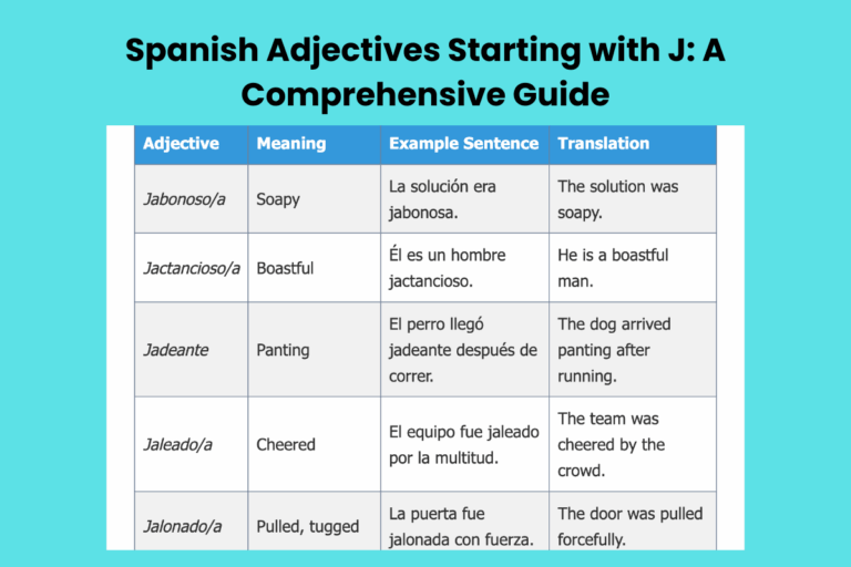 Spanish Adjectives Starting with J: A Comprehensive Guide