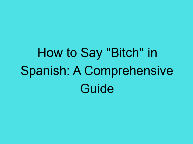 How to Say “Bitch” in Spanish: A Comprehensive Guide