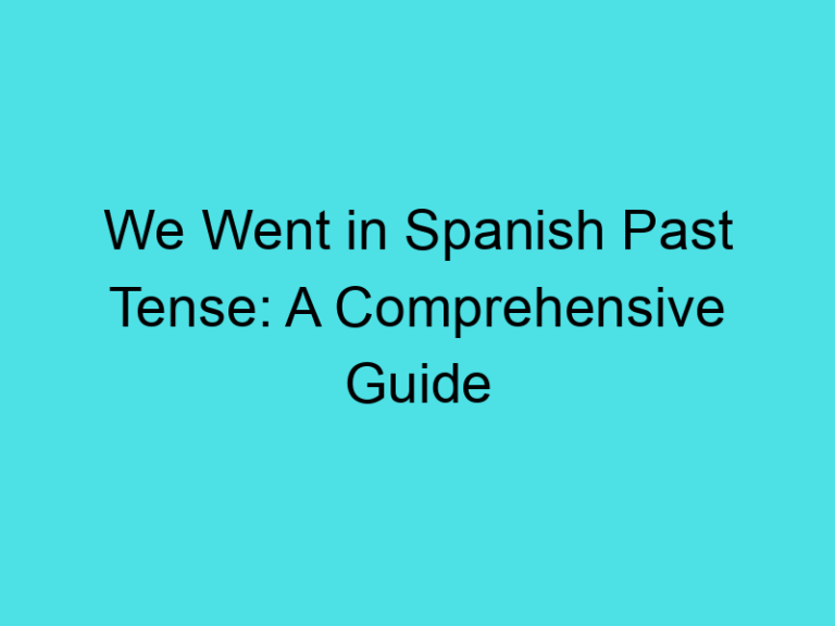 We Went in Spanish Past Tense: A Comprehensive Guide